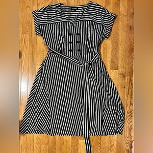 Roz & Ali Black and White Striped Dress